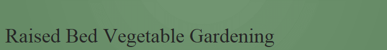 Raised Bed Vegetable Gardening